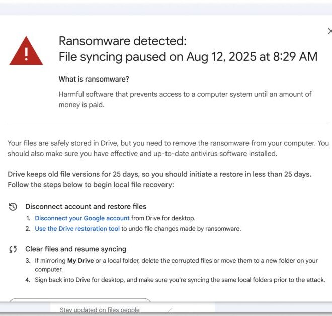 Google updating Drive for desktop with AI ransomware detection