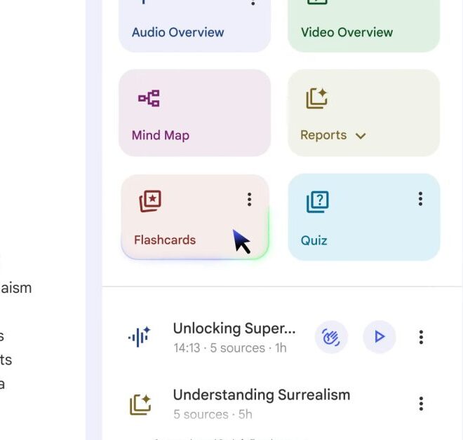 Google rolling out Flashcards and Quizzes to NotebookLM