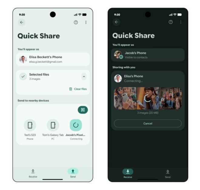 Fullscreen Quick Share redesign widely rolling out on Android