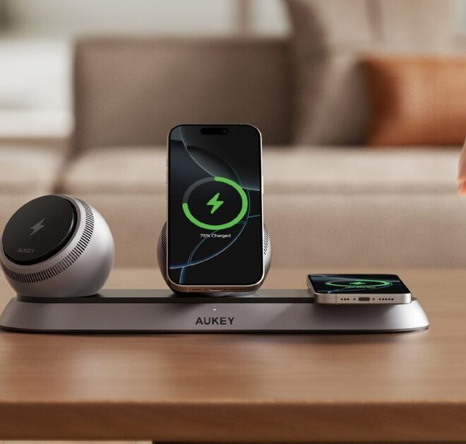 Aukey’s wild Qi2 charging dock has detachable battery spheres