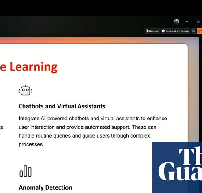 Staffordshire student confronts lecturer for using AI-generated slides – video | Artificial intelligence (AI)