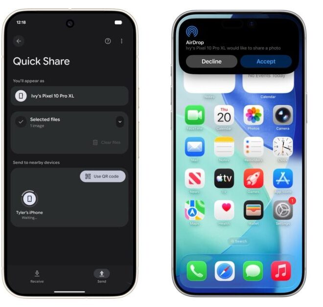 Android Quick Share now works with AirDrop on iPhone, starting on Pixel 10