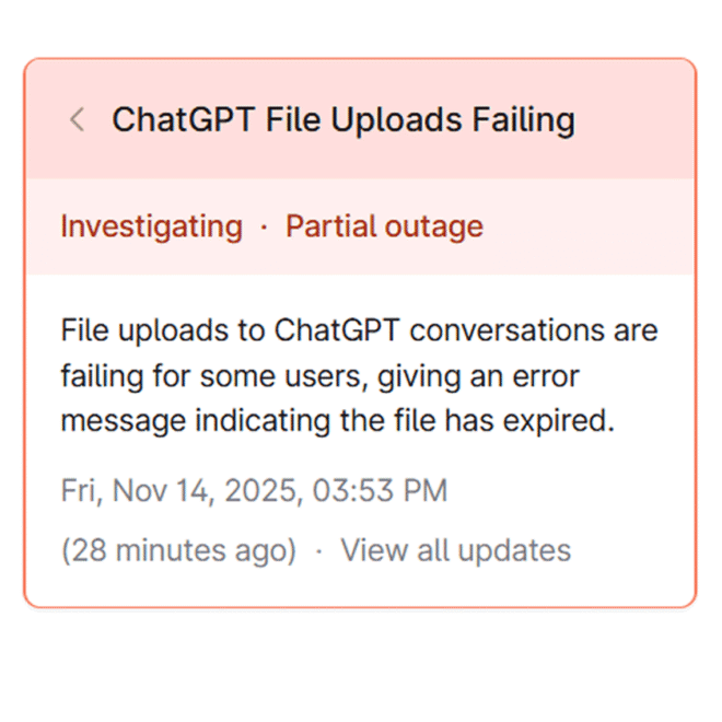 ChatGPT Outage Affects APIs And File Uploads