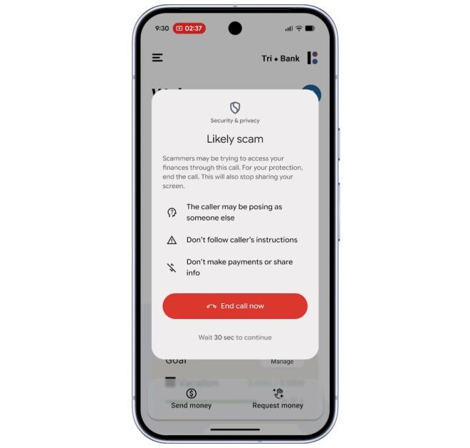 Android scam protection pilot pauses screen sharing for bank apps