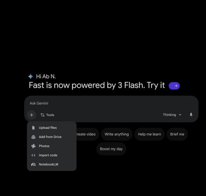 Gemini app adds NotebookLM, details Flash usage limits