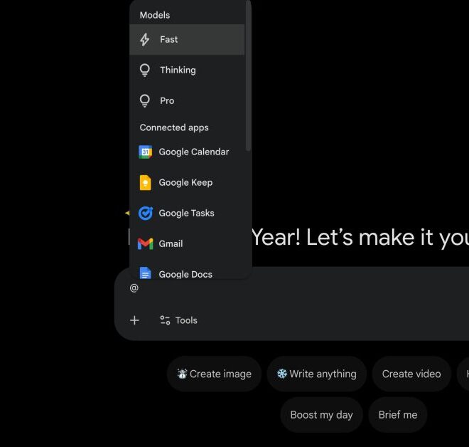 Gemini app gets faster model switching from @-menu