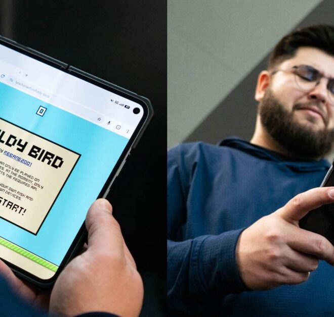 ‘Foldy Bird’ uses your foldable to play Flappy Bird; it hurts my soul