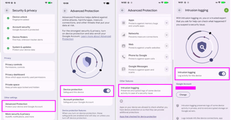 Android Adds Intrusion Logging for Sophisticated Spyware Forensics