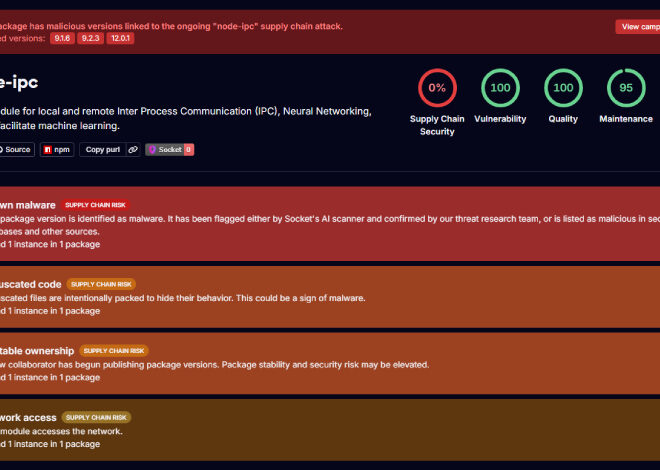 Stealer Backdoor Found in 3 Node-IPC Versions Targeting Developer Secrets