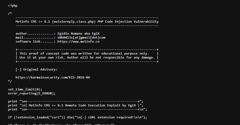 MetInfo CMS CVE-2026-29014 Exploited for Remote Code Execution Attacks