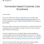 Google Ads automatically enrols advertisers in conversion-based customer lists