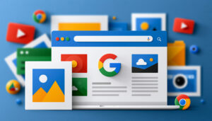 Google Image Search drops clean search box and adds gallery of images